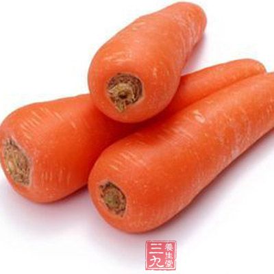 胡蘿卜：胡蘿卜能提供豐富的維A，可促進(jìn)機(jī)體正常生長繁殖、維持上皮組織