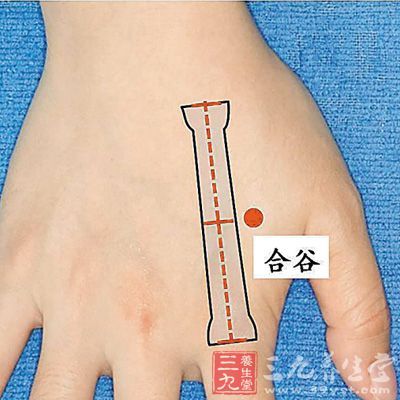 取坐位或卧位，用拇指指峰紧贴在合谷穴上