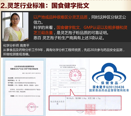 恩百 灵芝孢子粉生产商具有上述3项认证 4