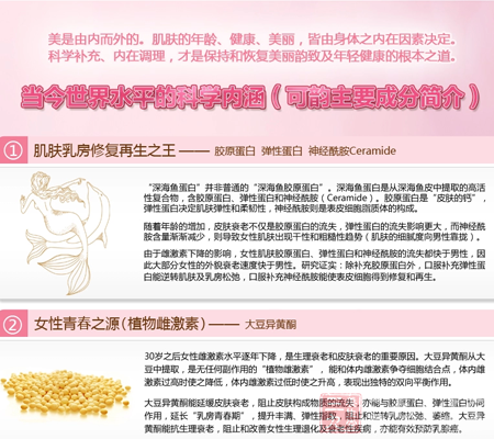 美是由内而外的。肌肤的年龄、健康、美丽,皆由身体之内在因素决定 3