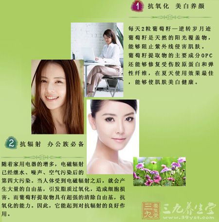 抗氧化，美白养颜