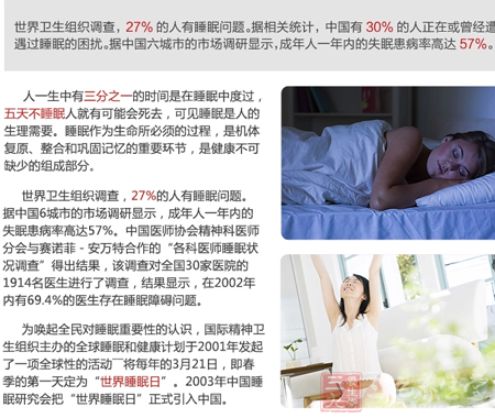 为唤起全民对睡眠重要性的认识,国际精神卫生组织主办的全球睡眠 4