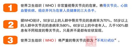 世界卫生组织(WHO)非常重视骨关节炎的危害 世界卫生组织(WHO)非常重视骨关节炎的危害