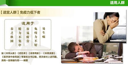 适用于易生病、免疫力不好、容易疲劳、精力不集中、春乏秋困 适用于易生病、免疫力不好、容易疲劳、精力不集中、春乏秋困