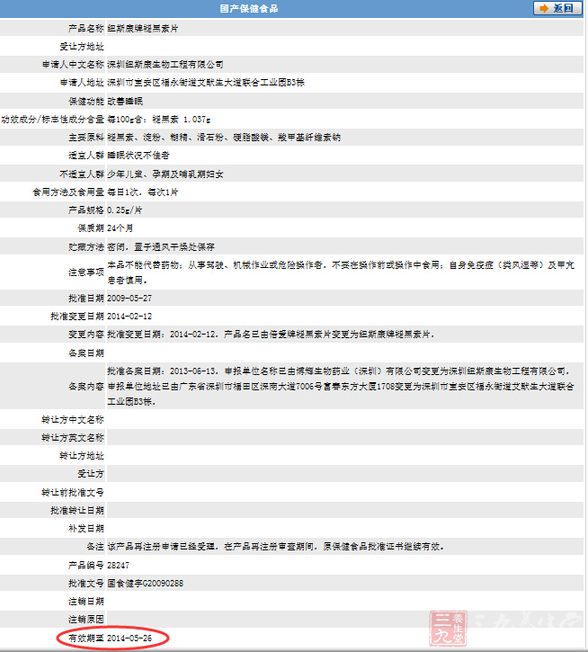 纽斯康修正等保健品批准文号过期仍在售