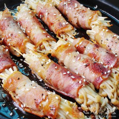 醋蒸金针菇培根