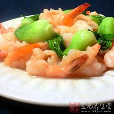 油菜炒虾仁