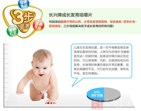 长兴牌成长发育咀嚼片3步营养