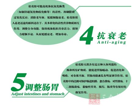 松花粉可提高机体抗氧化酶类(如铜锌超氧化物歧化酶等)的活性