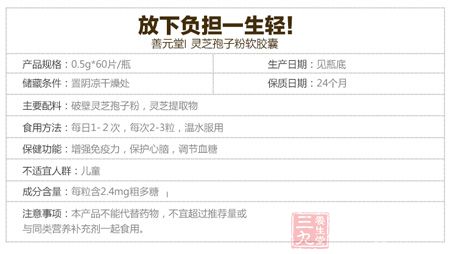 善元堂灵芝孢子粉胶囊参数