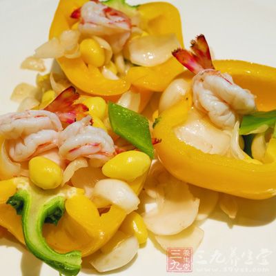 补锌食谱：彩椒鲜虾