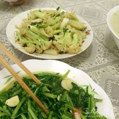 膳食纤维能阻碍食物的吸收，纤维在胃内吸水膨胀