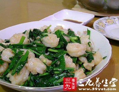 吃韭菜炒虾肉壮阳