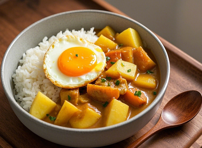 日式土豆雞蛋咖喱飯：將土豆與雞蛋融入經(jīng)典咖喱醬汁