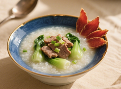 蔬菜瘦肉粥富含蛋白質(zhì)、維生素、礦物質(zhì)等多種營(yíng)養(yǎng)，能為寶寶提供全面的營(yíng)養(yǎng)支持