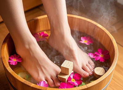 在月經(jīng)來(lái)臨前一周左右開(kāi)始，每天用40℃-45℃的姜水泡腳15-20分鐘，讓雙腳微微出汗