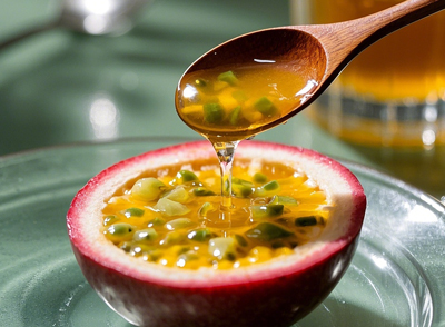 百香果籽可以搭配其他食物一起食用，如加入到酸奶、冰淇淋、沙拉中