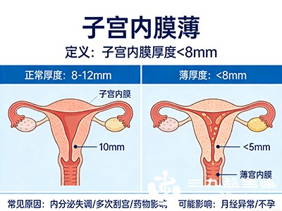 若因炎症导致内膜变薄，需先积极治疗原发疾病，控制炎症发展，避免其进一步损伤子宫内膜