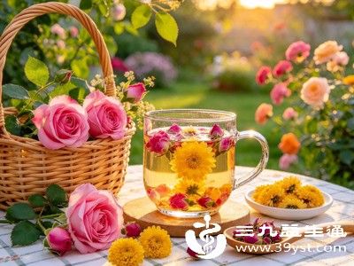 冲泡时,取3-5朵菊花和2-3朵玫瑰花放入杯中,用90℃左右的沸水冲泡,第一遍可快速冲洗去除杂质,第二遍冲泡后焖泡5-10分钟,让营养成分充分释放 冲泡时,取3-5朵菊花和2-3朵玫瑰花放入杯中,用90℃左右的沸水冲泡,第一遍可快速冲洗去除杂质,第二遍冲泡后焖泡5-10分钟,让营养成分充分释放