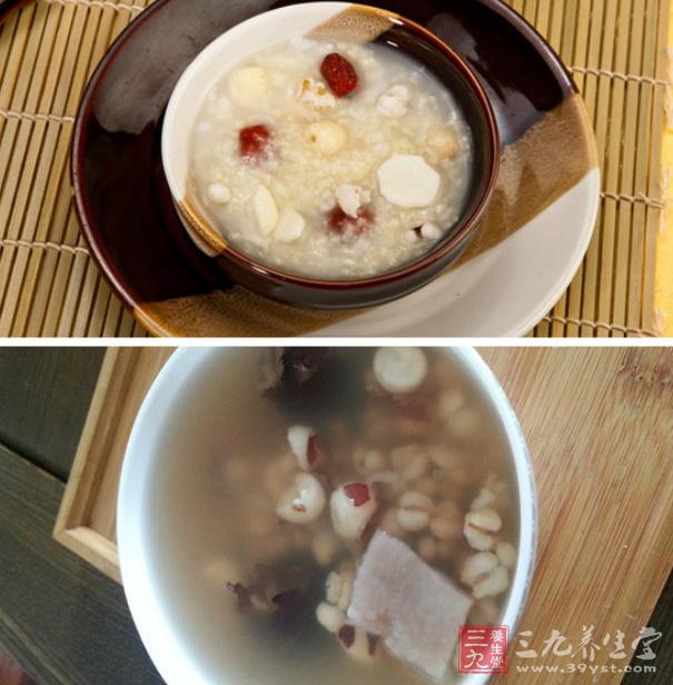 芡实固涩而平,入脾,肾二经,合淮山,粳米为粥,更增其补脾益肾,扶正固